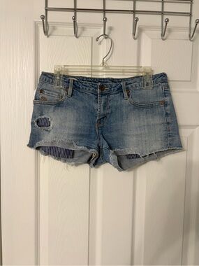 Quiksilver Light Blue Distressed Denim Shorts